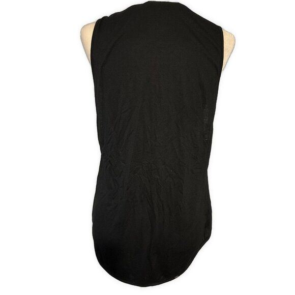 Foreign Exchange Solid Black Lace Rib Cage Print Sheer Tank Top Small - Picture 2 of 4